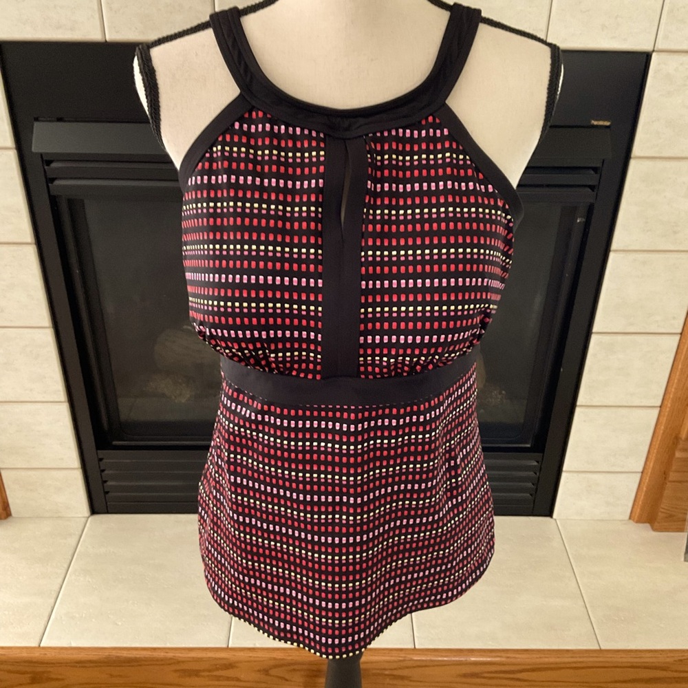 Land’s End Keyhole High Neck Tankini Top, Women’s Sz 12DD
